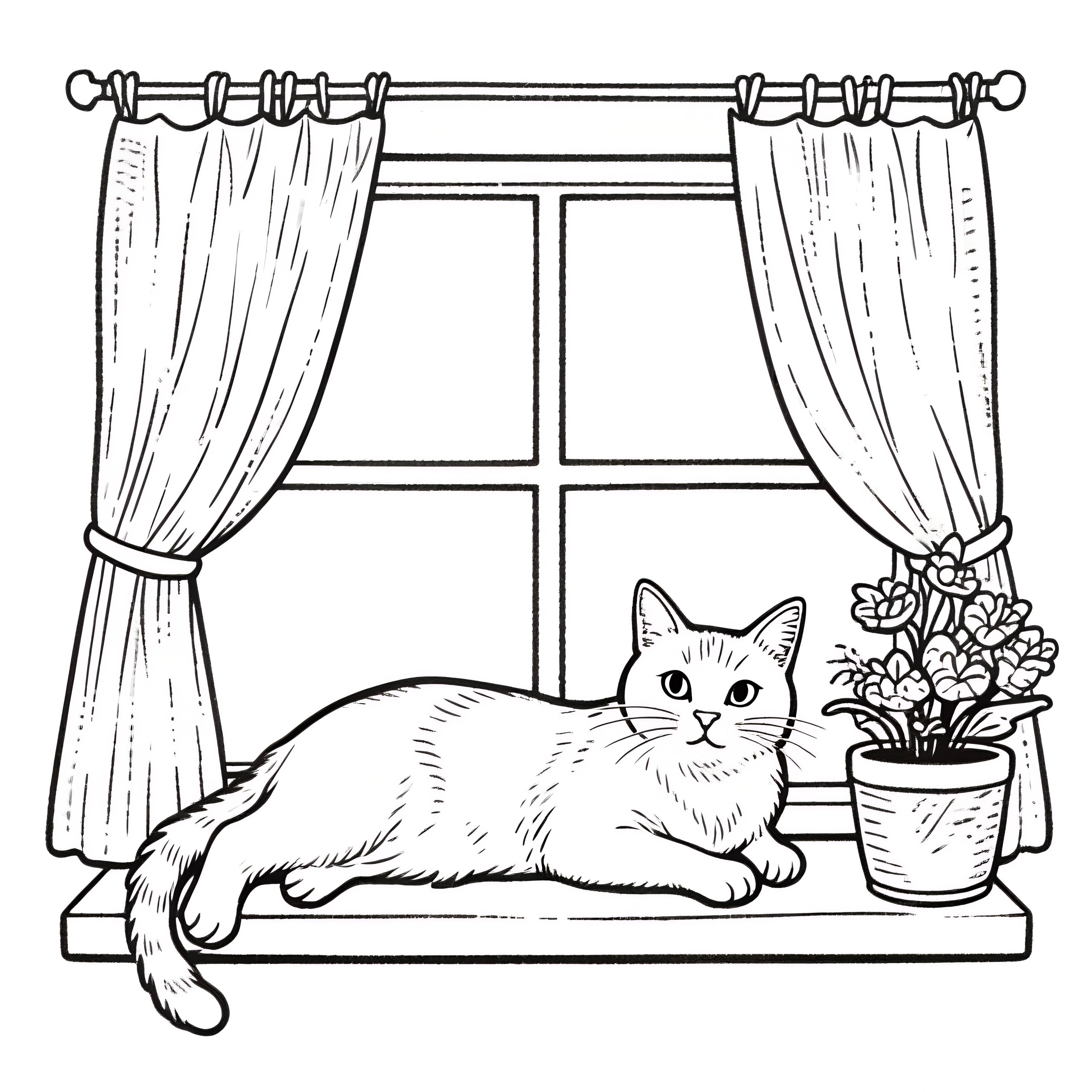 Botanical Retreat with Resting Cat