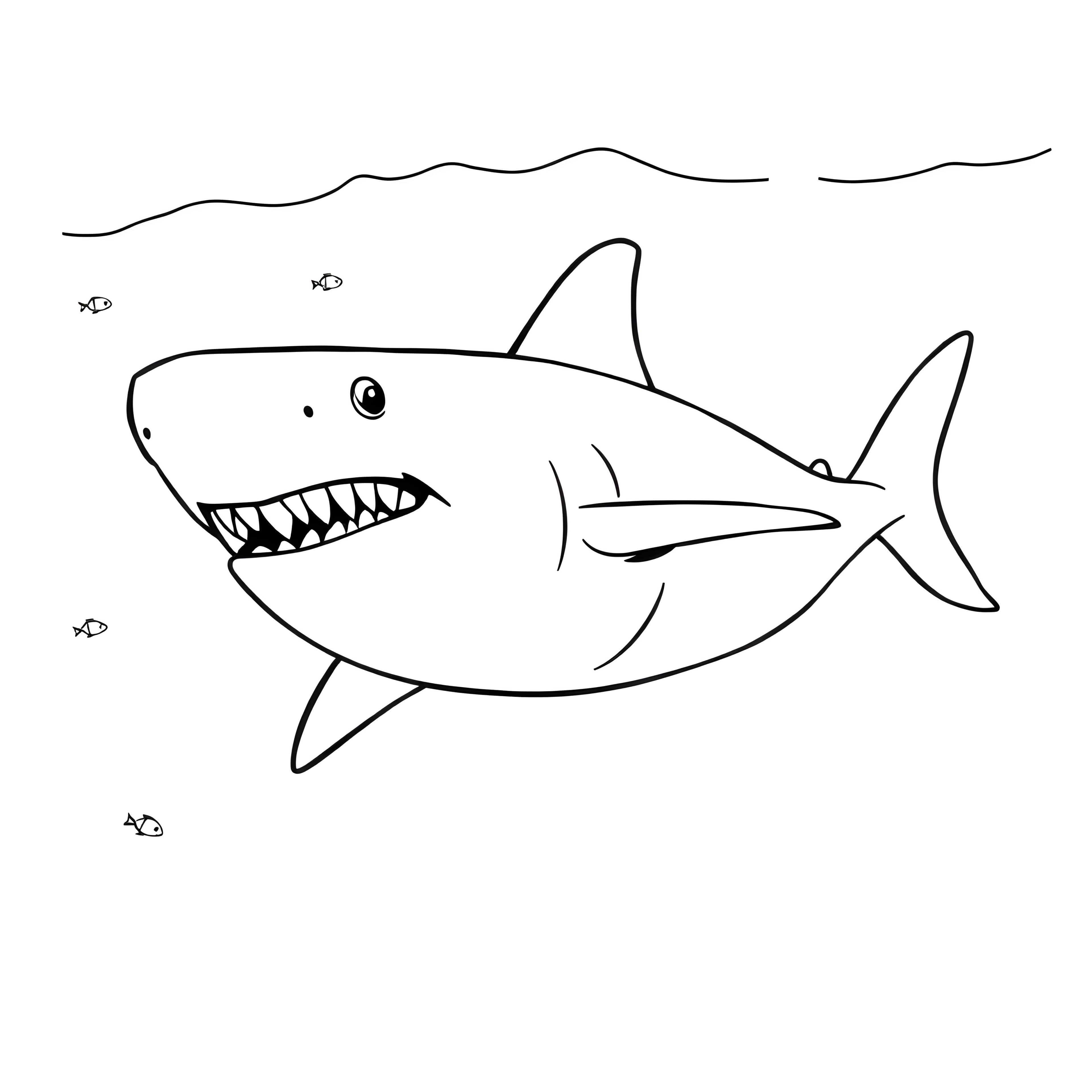 Cartoon Great White Shark Adventure