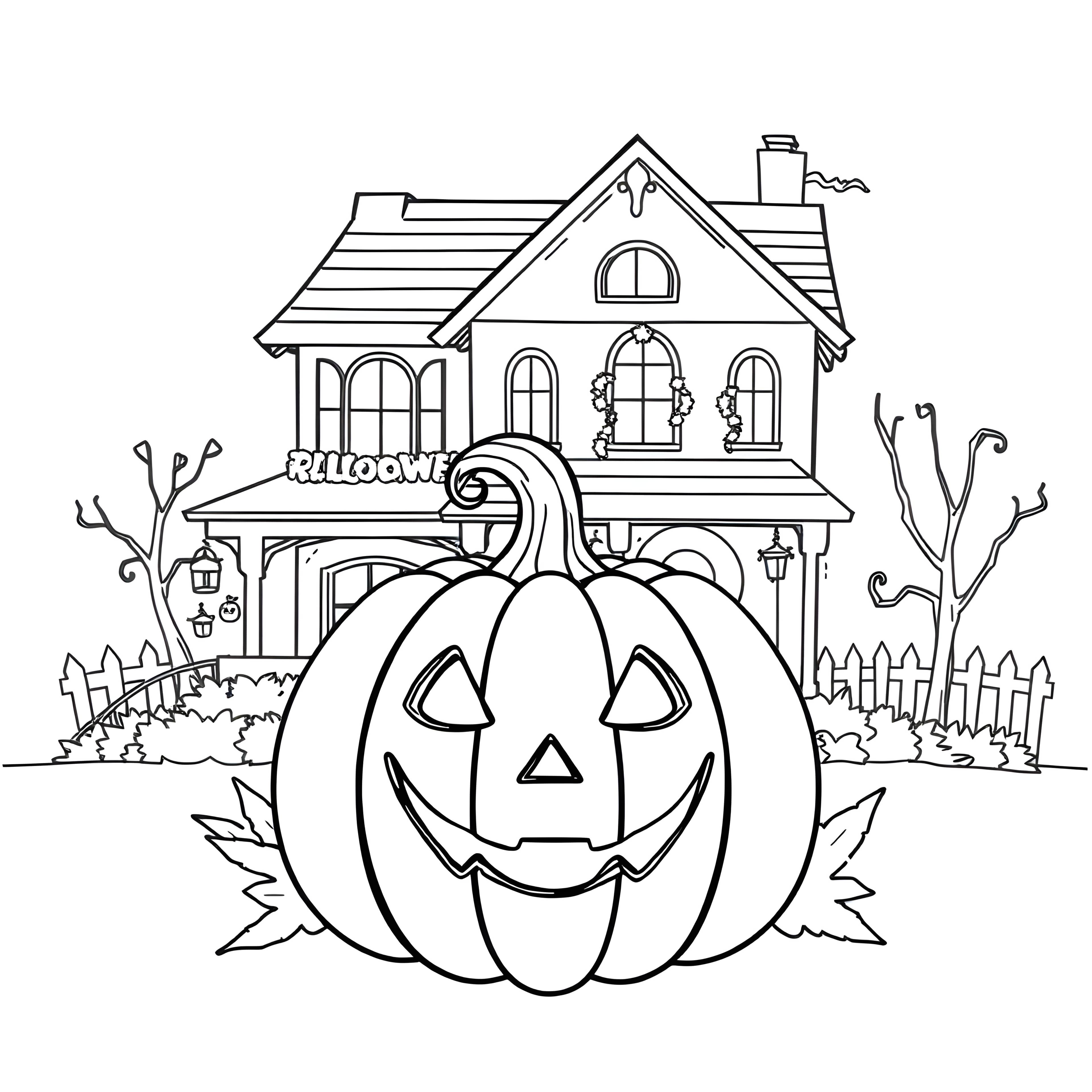 Cute Halloween Pumpkin Scene
