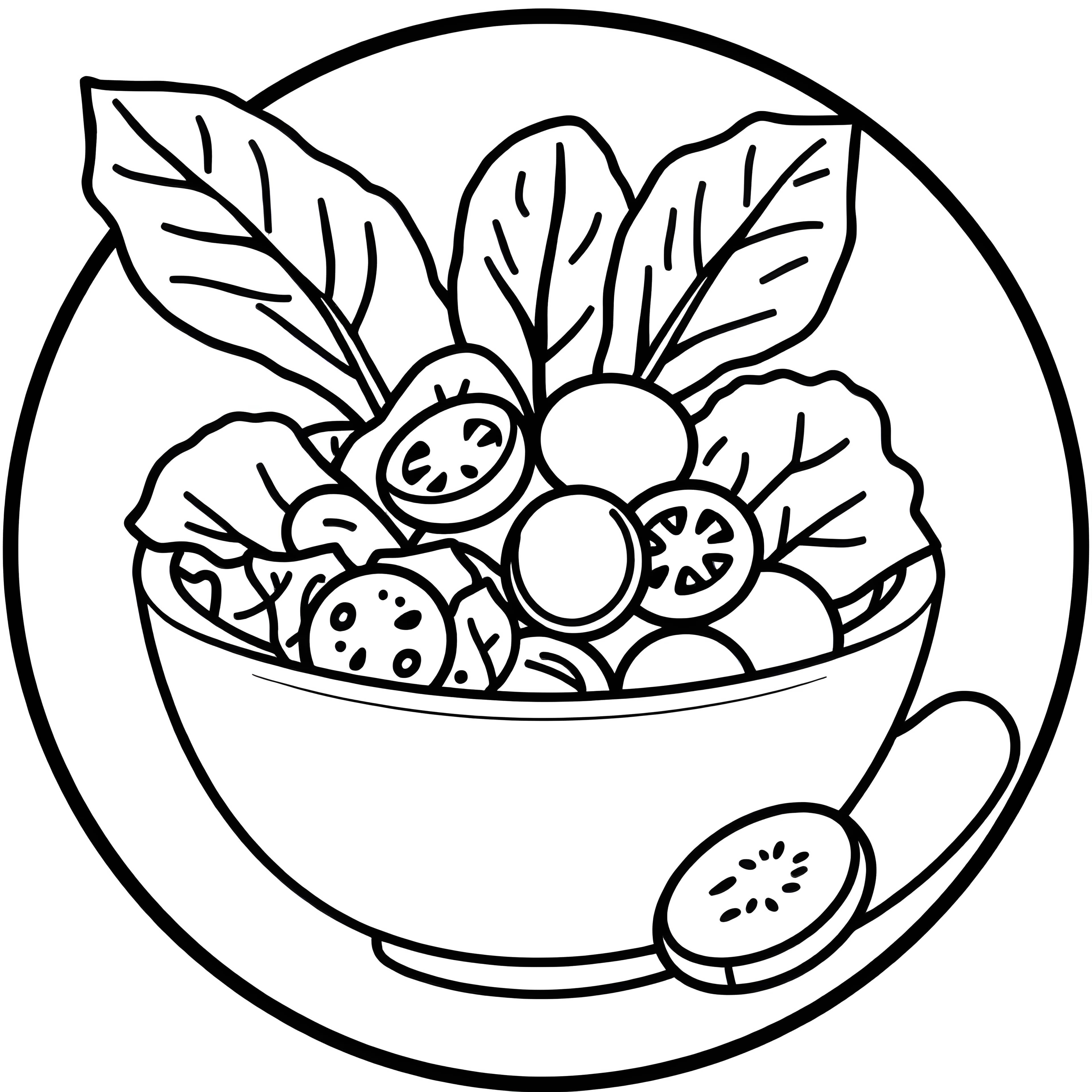 Cute Veggie Bowl Line Art