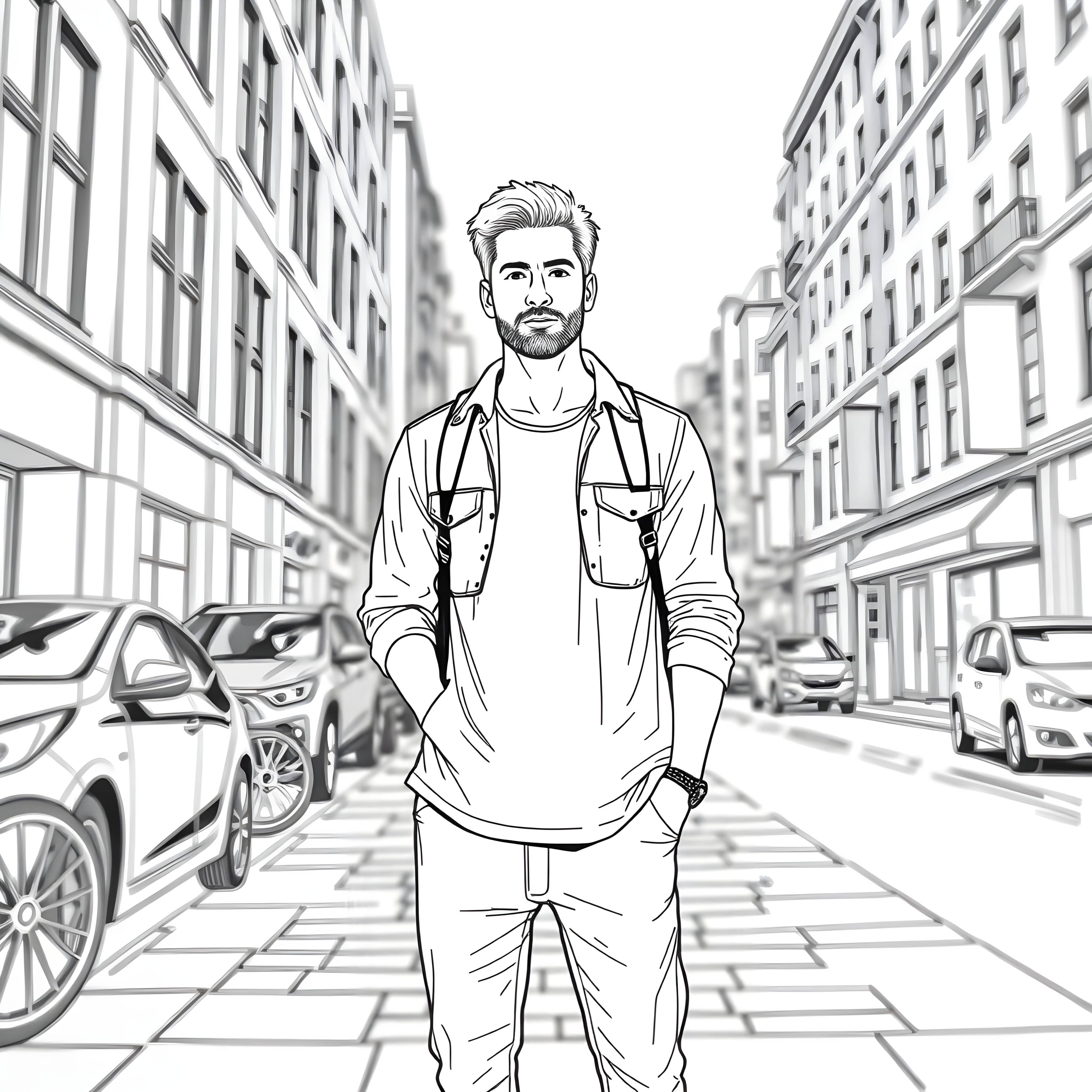 Downtown Vibes: Man in Modern Streetwear