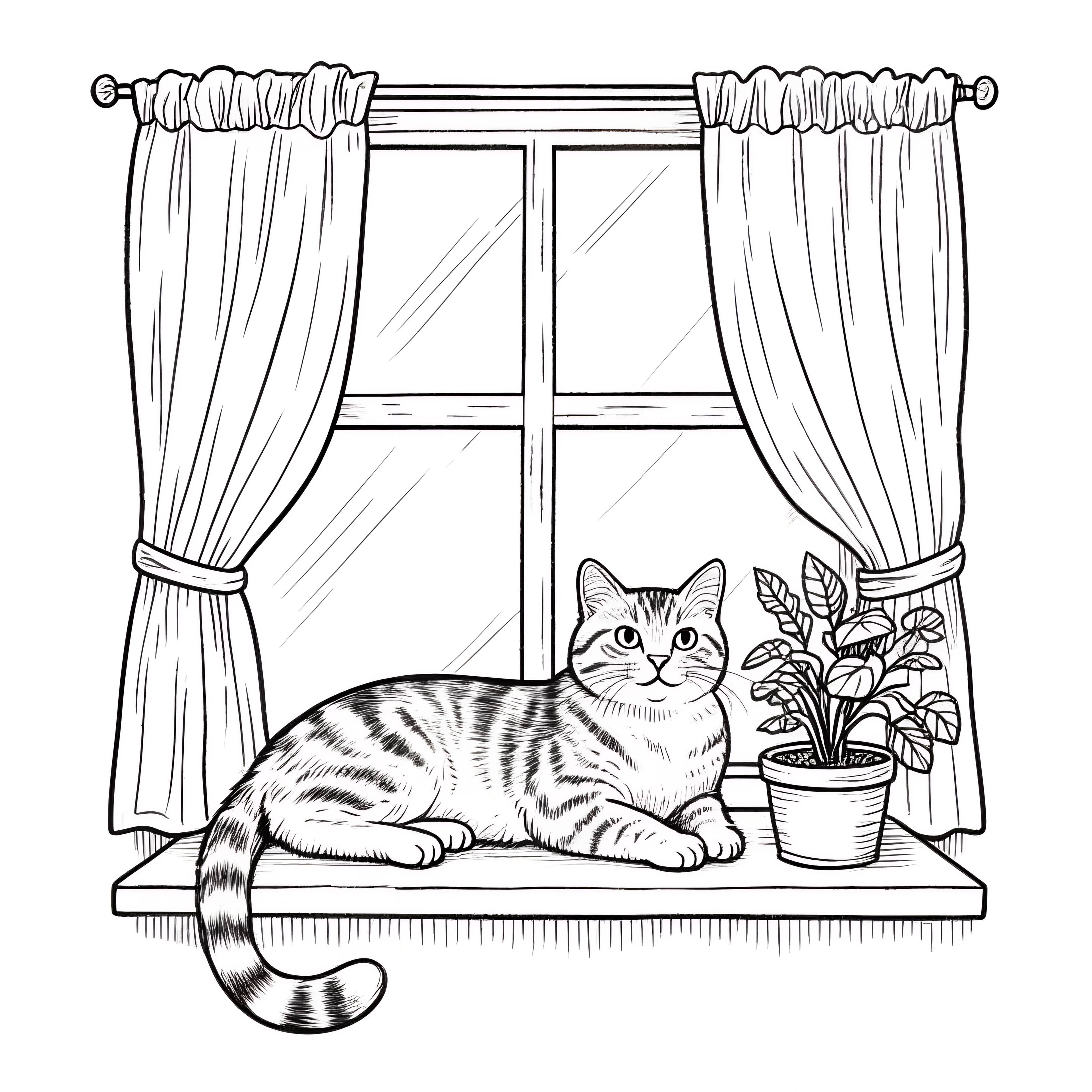 Evening Cat by the Window