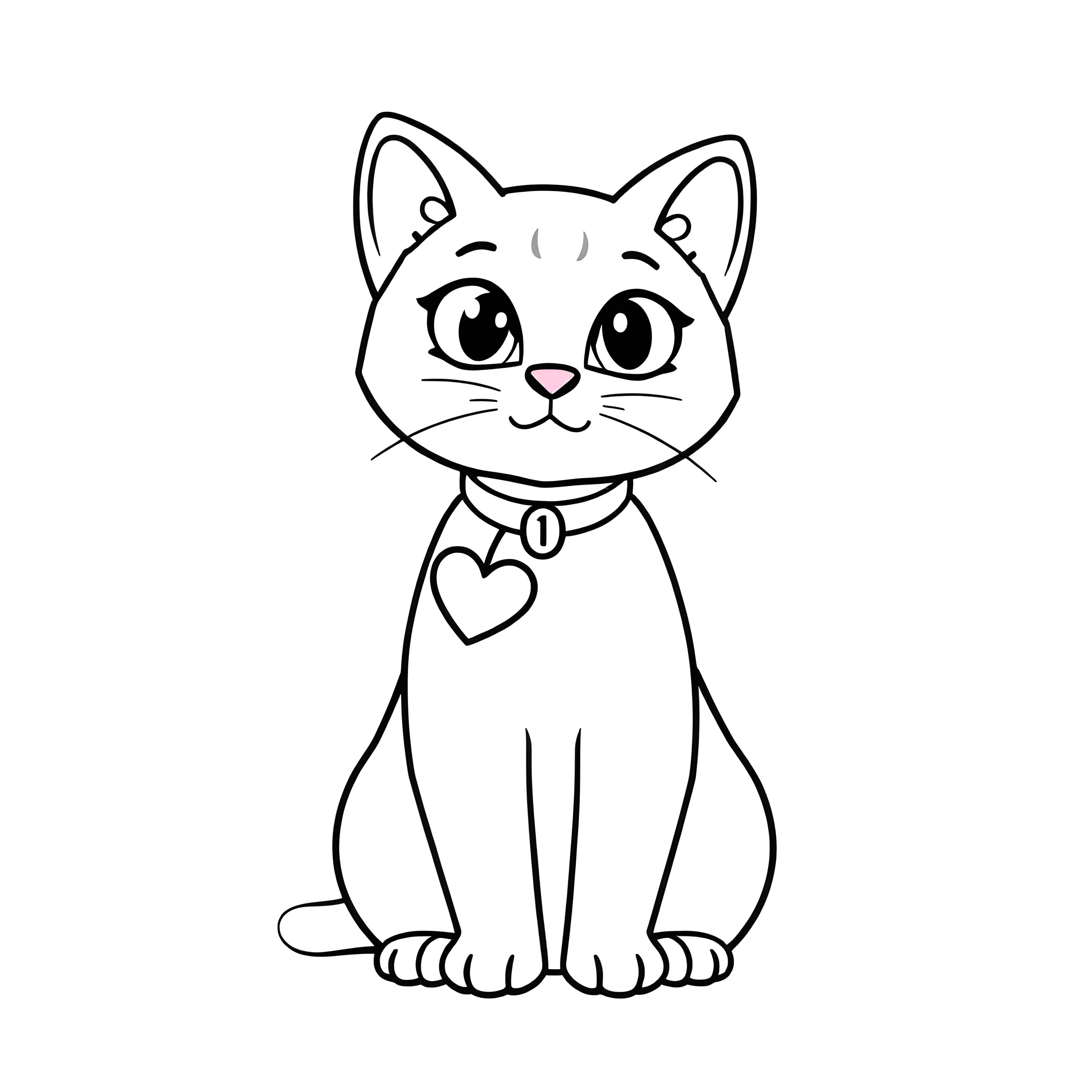 Expressive Feline with Heart Tag