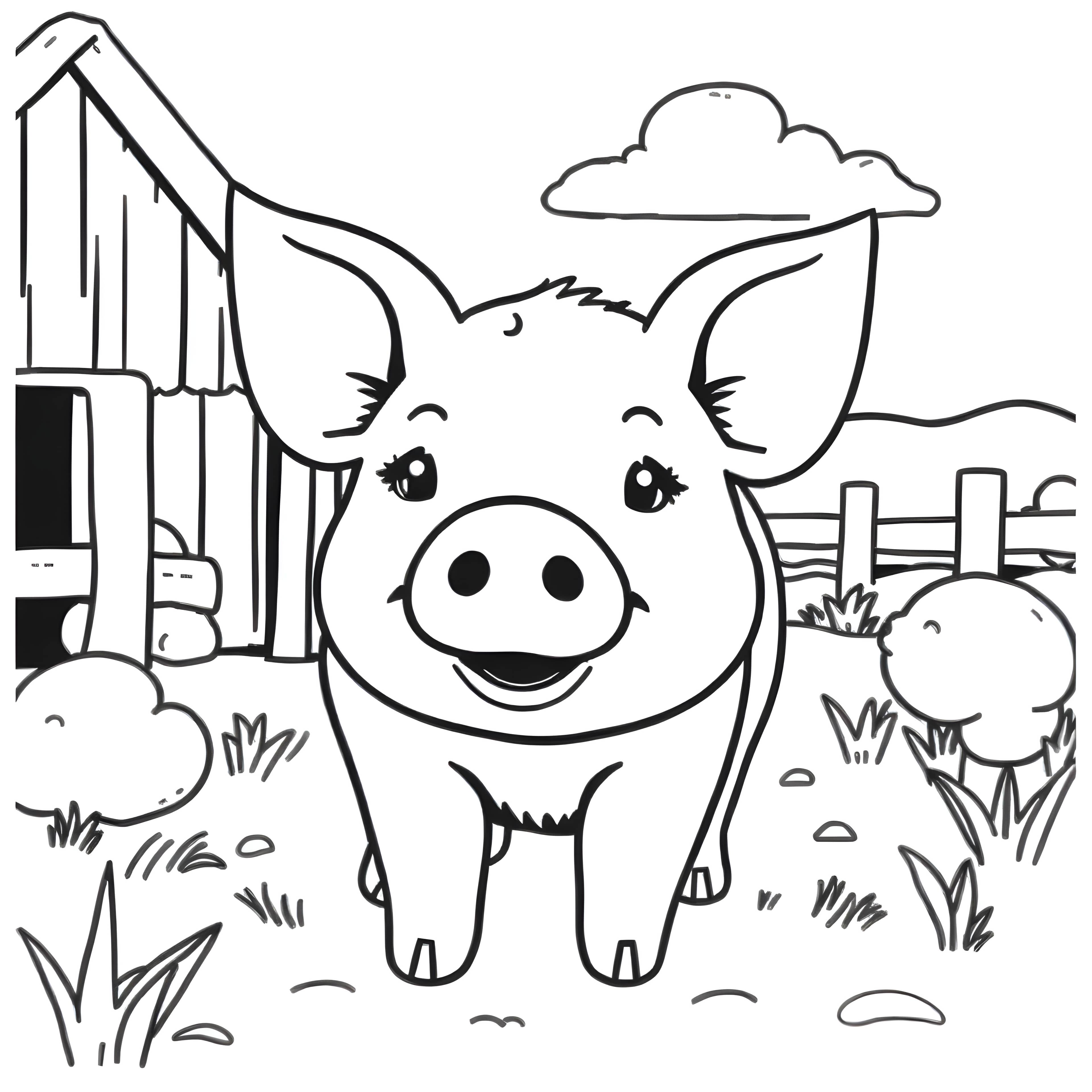 Farmyard Pig Portrait