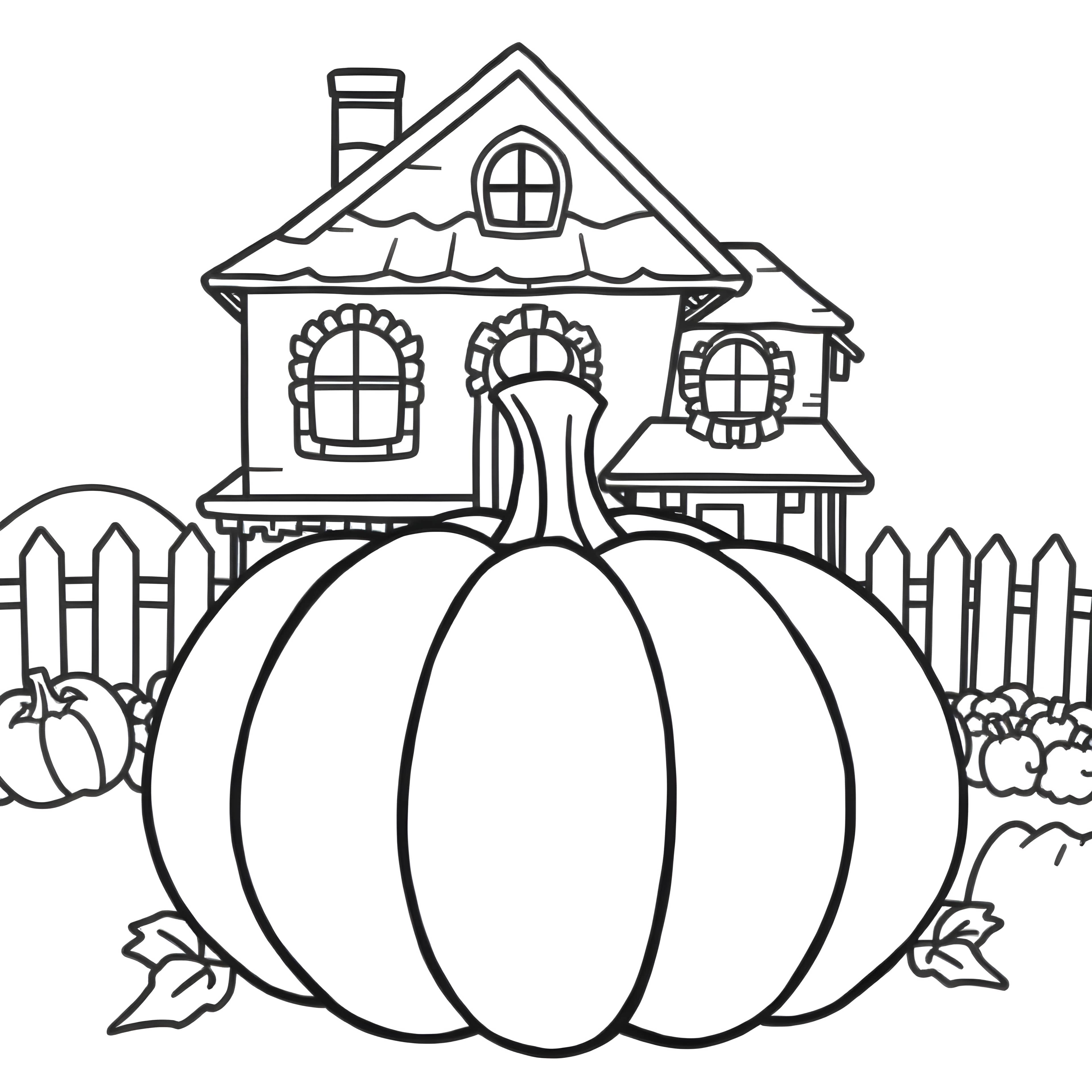 Festive Pumpkin at the Decorated House