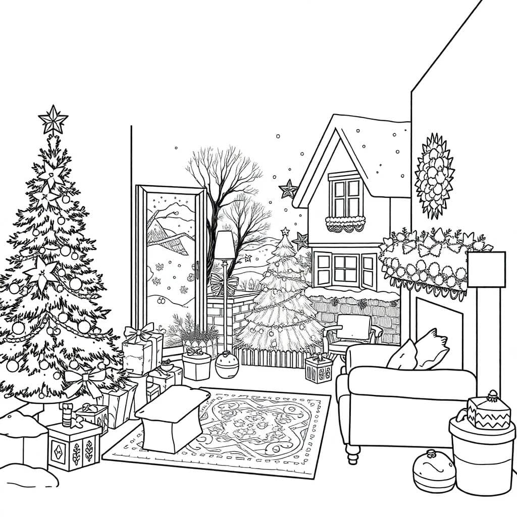 Festive Snowy House Exterior