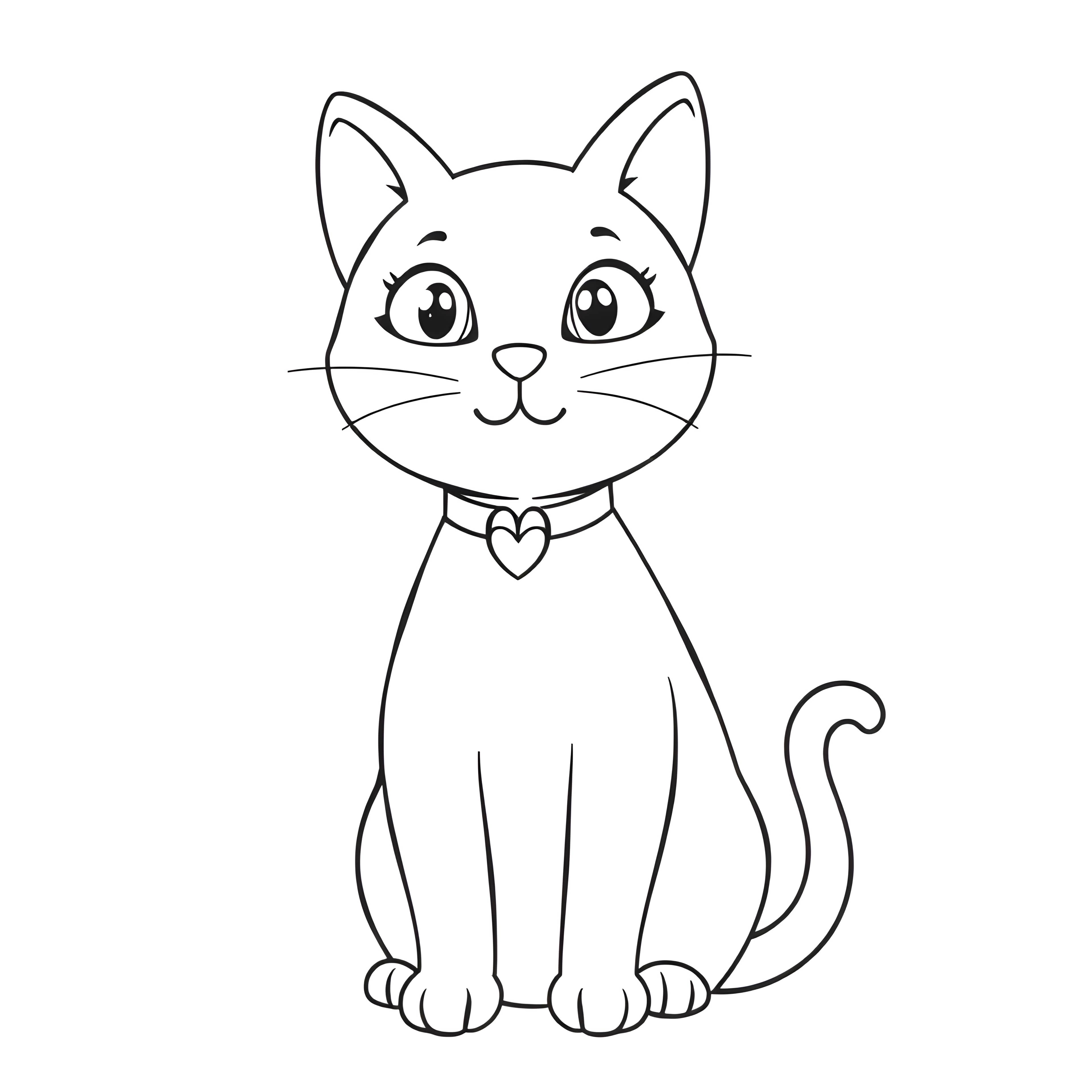 Friendly Cat with Curved Tail