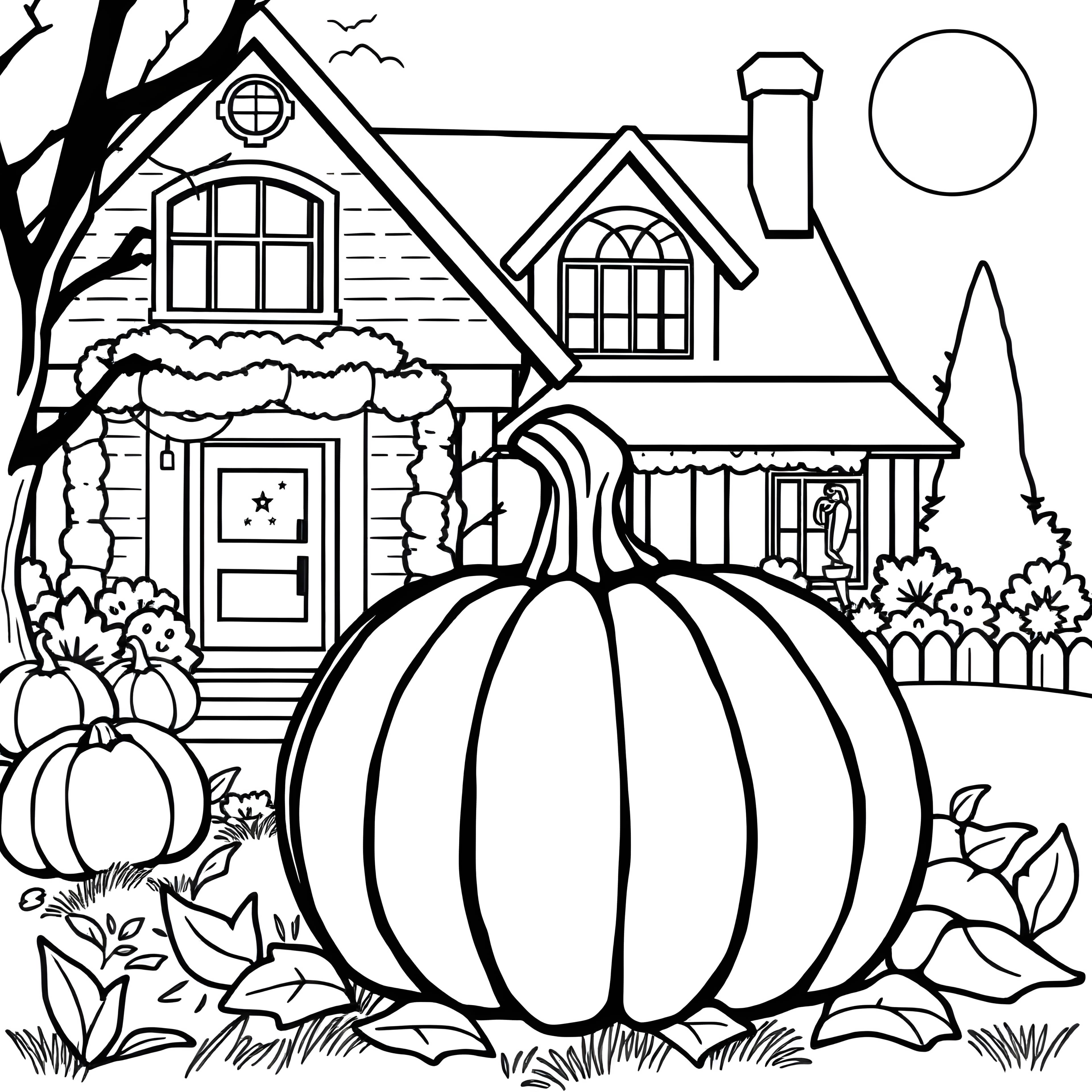 Halloween Pumpkin and Haunted House
