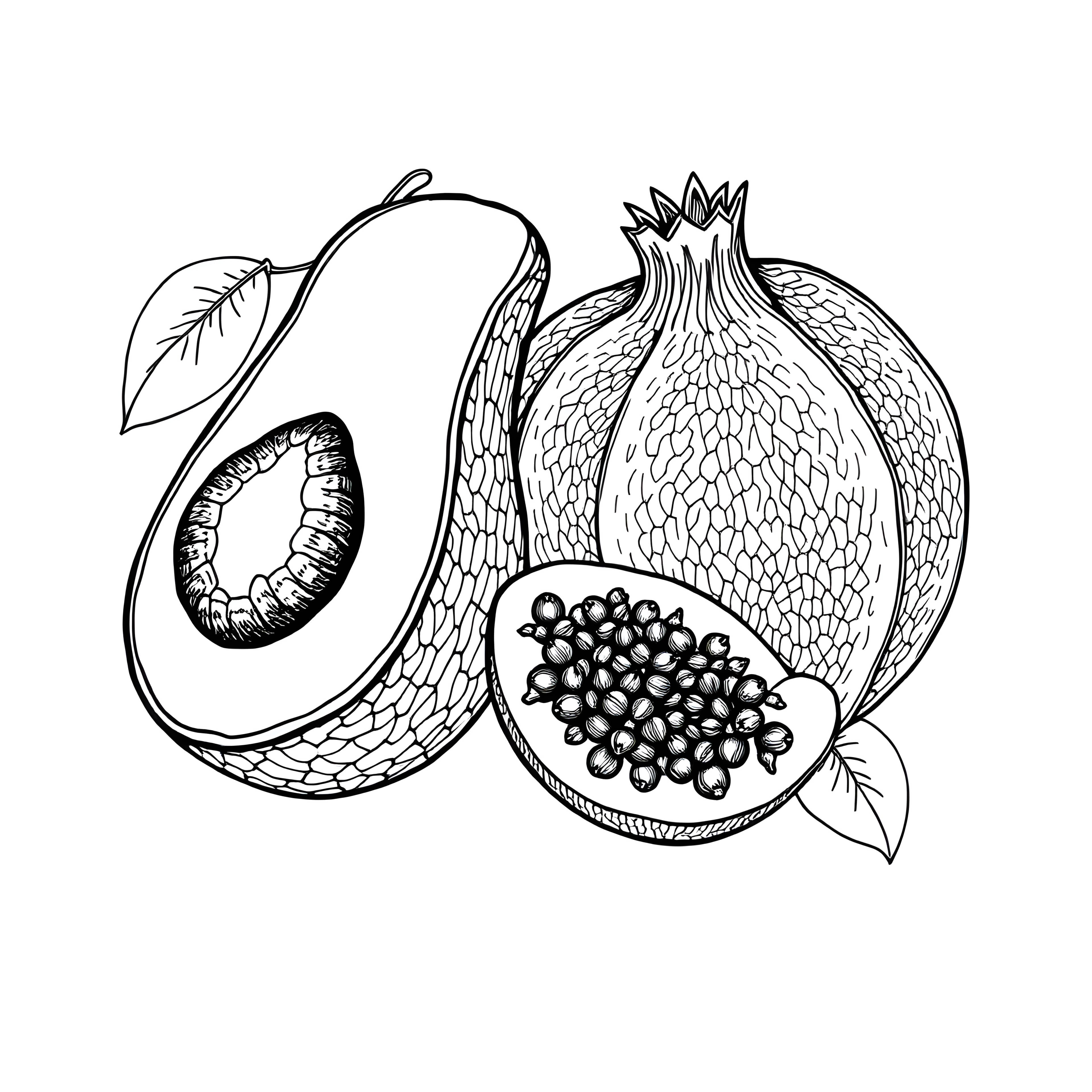 Intricate Avocado and Pomegranate Mandala