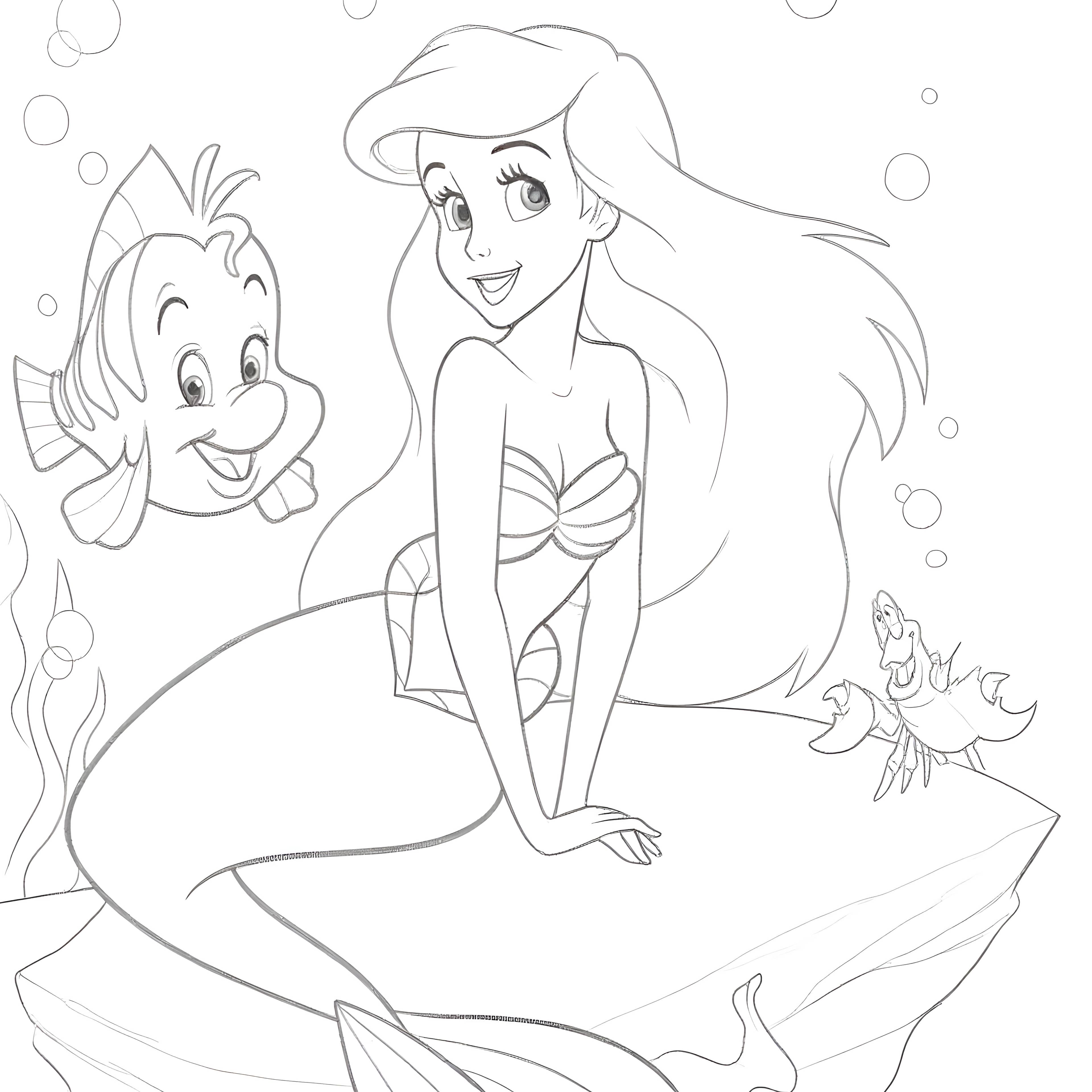 Magical Mermaid and Fish Friend Under the Sea