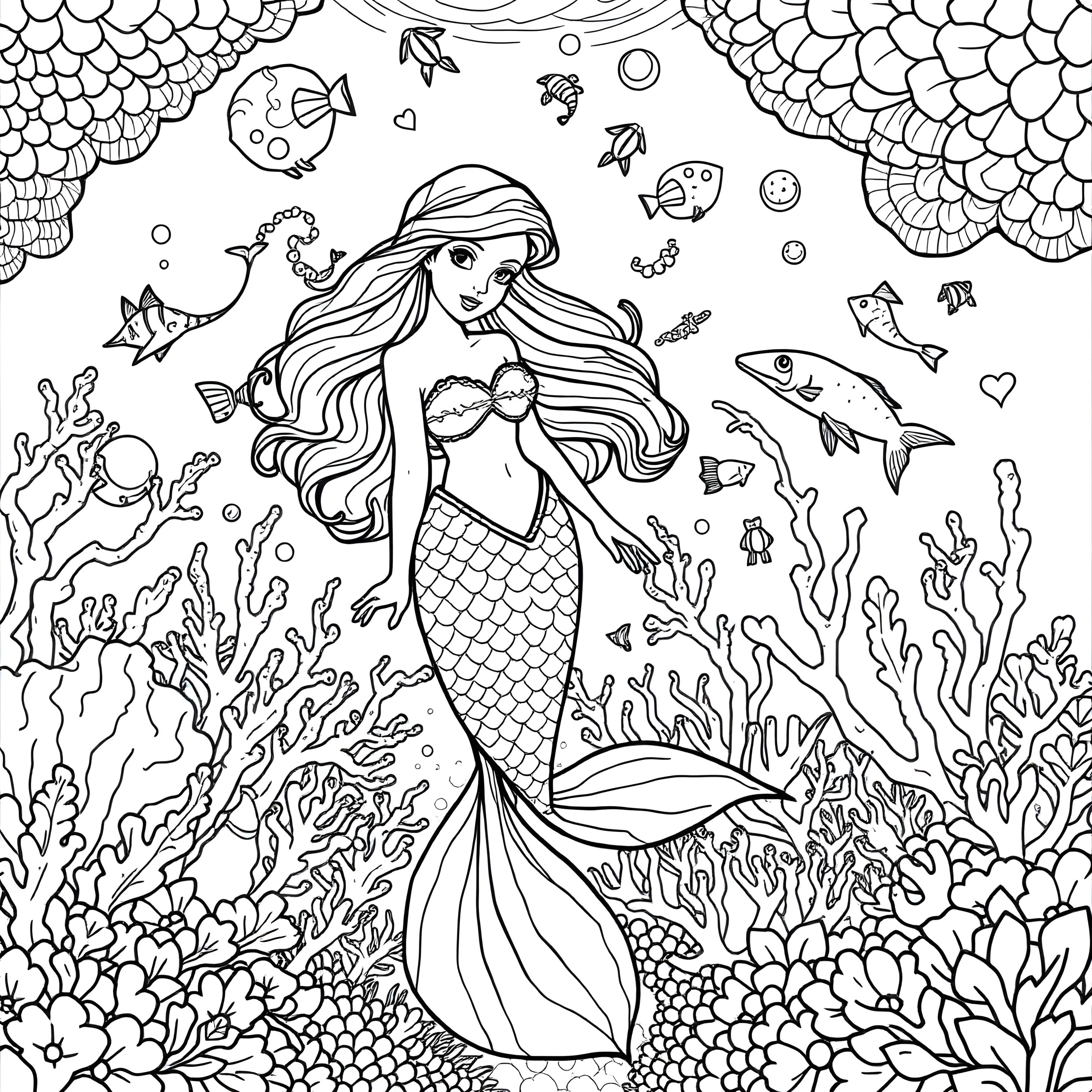 Majestic Mermaid Among Coral Reefs