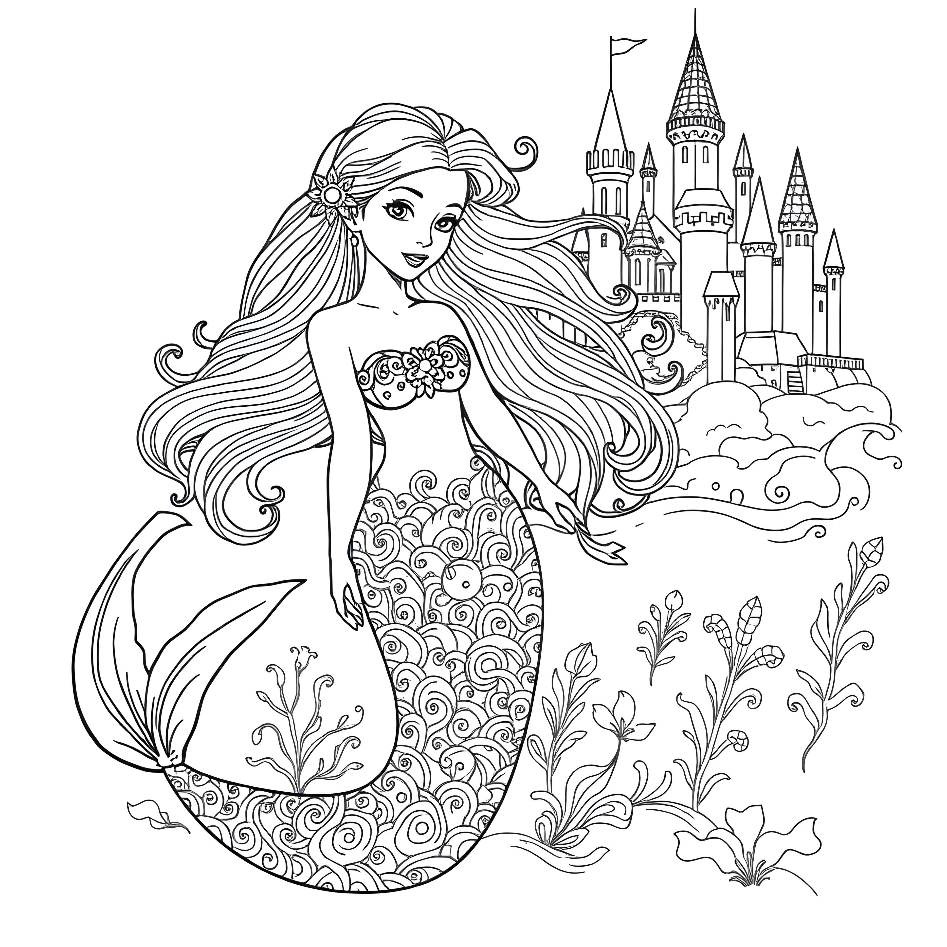 Majestic Mermaid and Underwater Castle