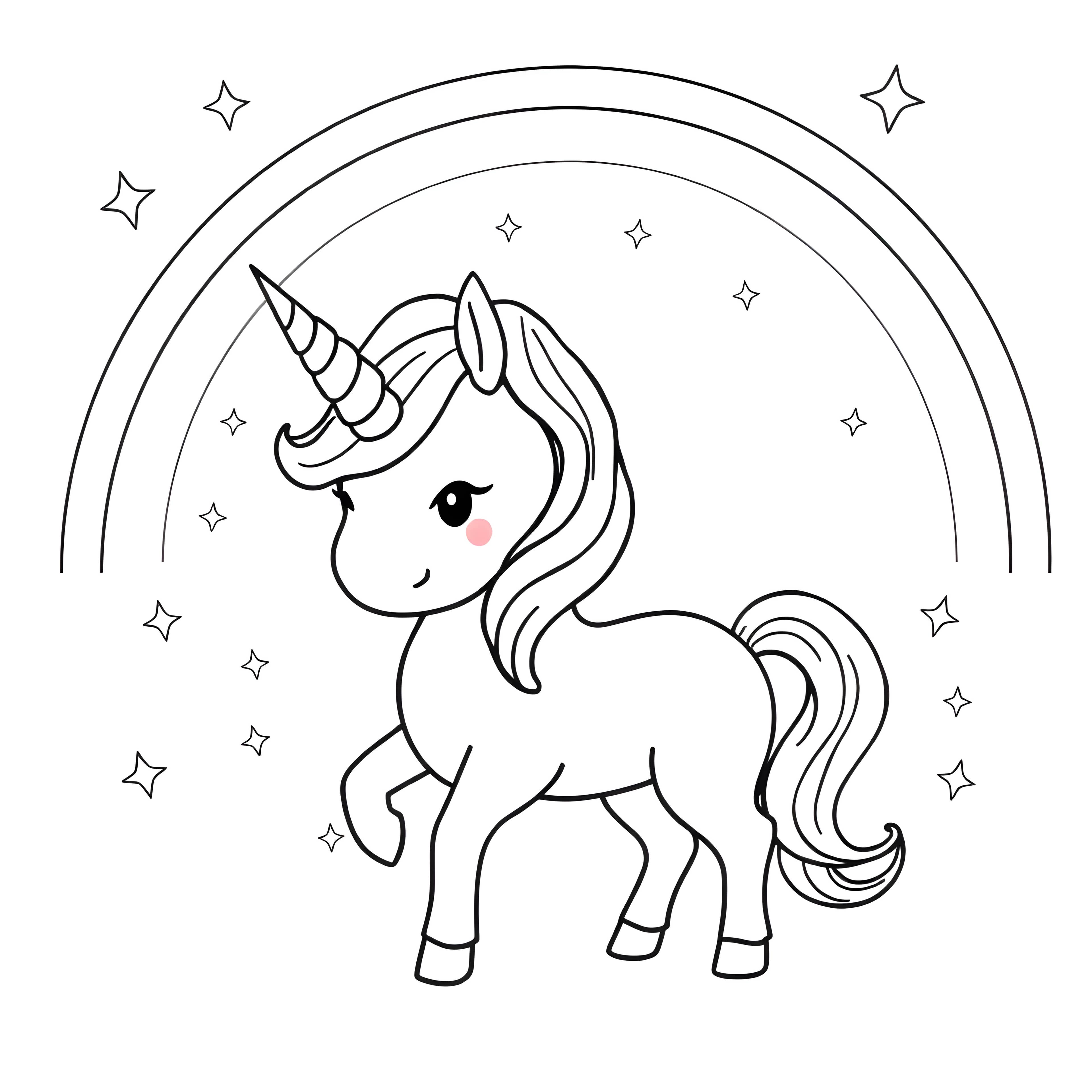 Playful Unicorn and Rainbow