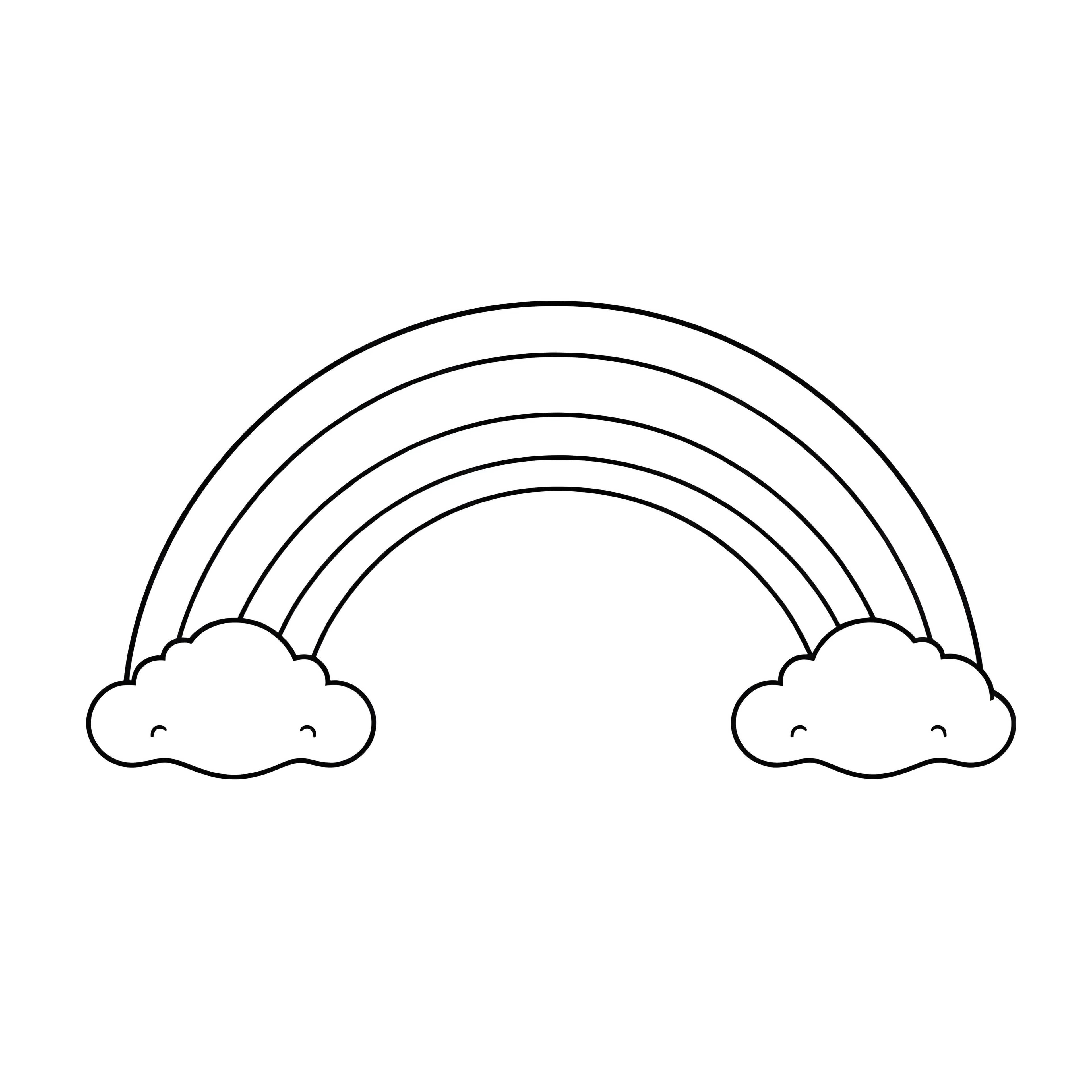 Rainbow Arch with Smiling Clouds