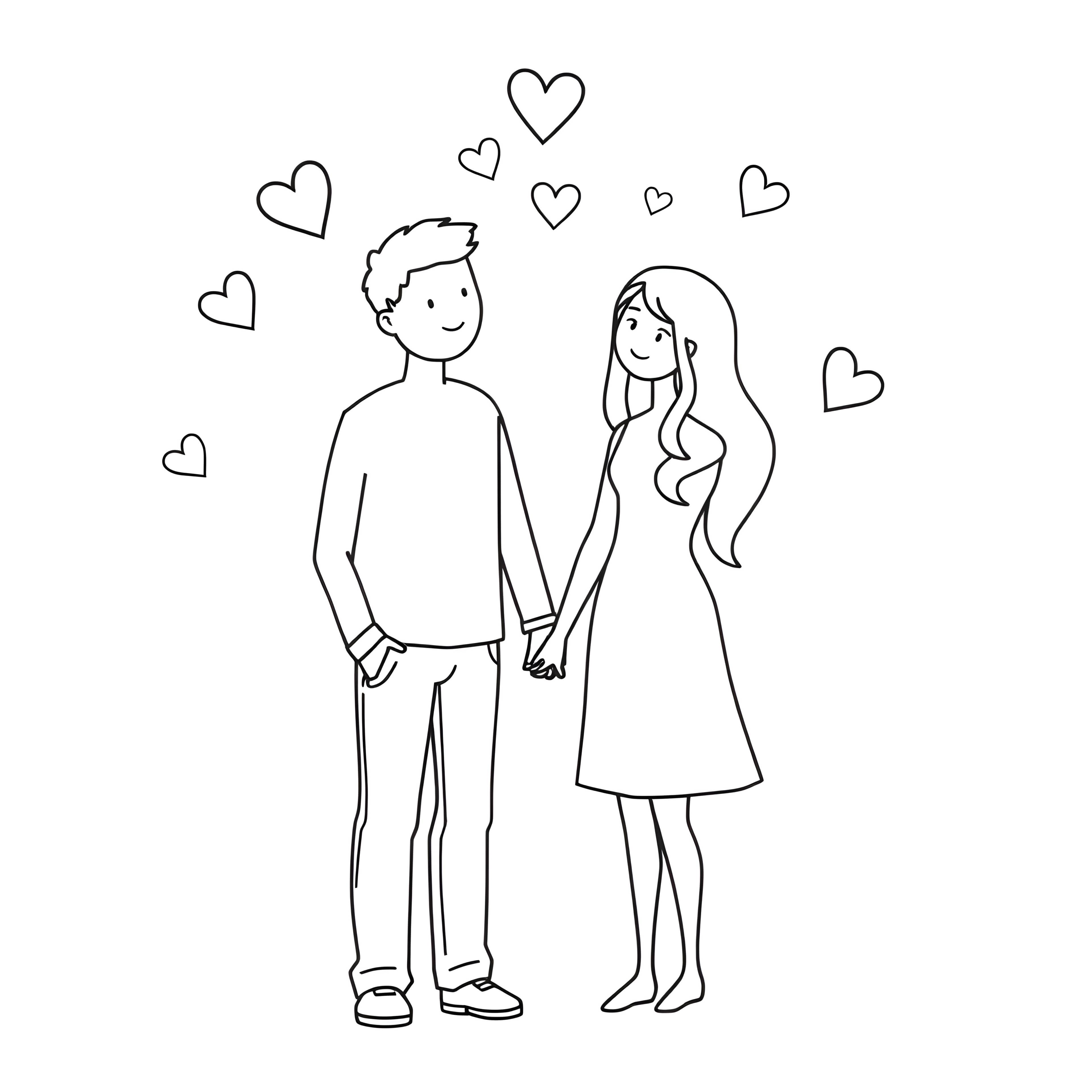Romantic Embrace Coloring Page
