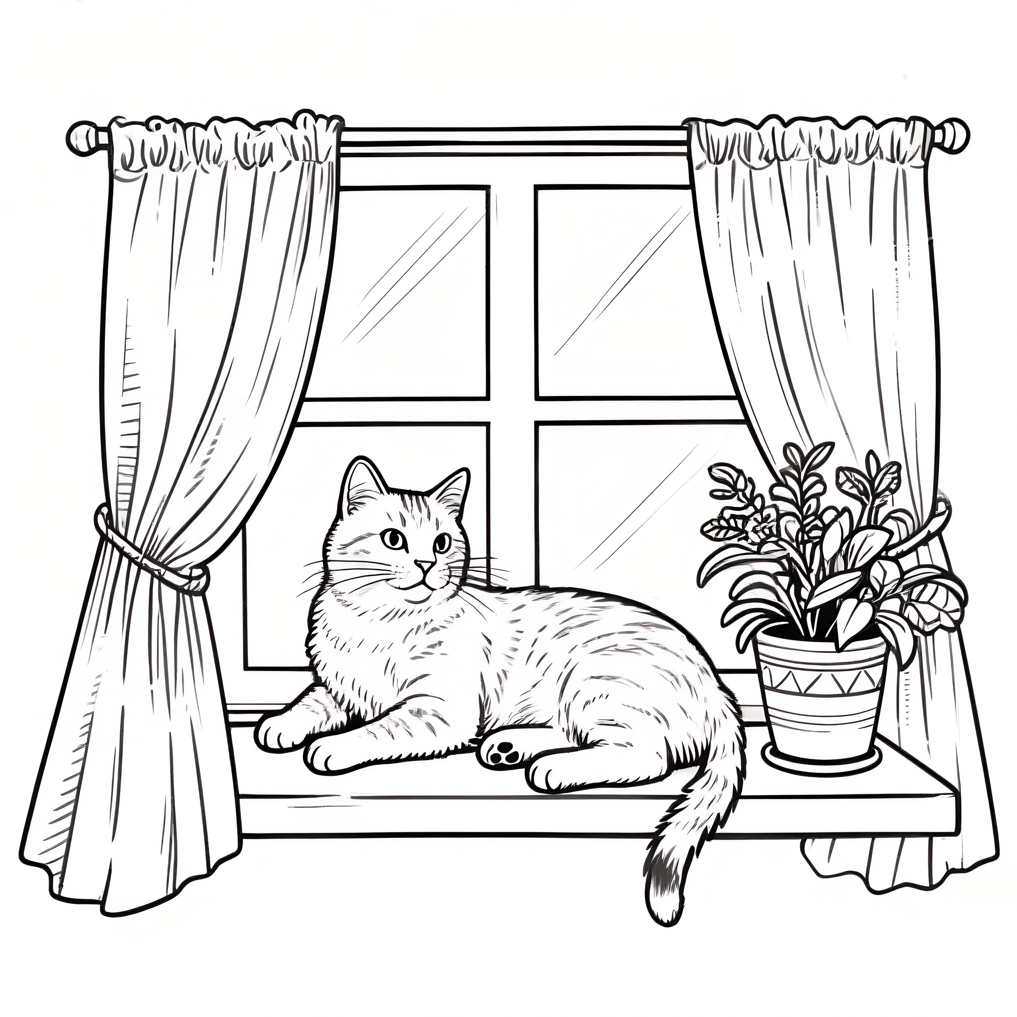 Serene Cat on a Sunlit Windowsill