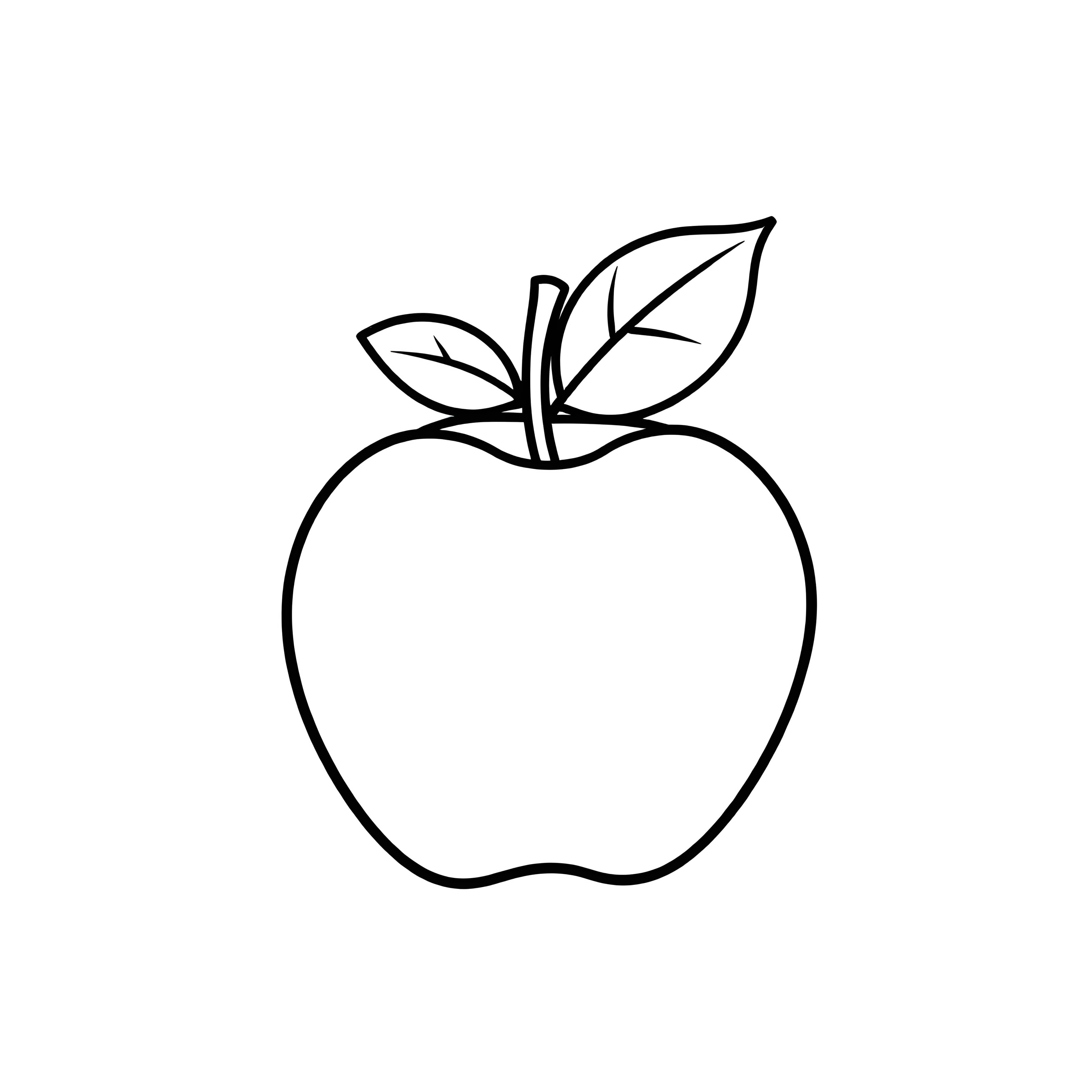 Simple Apple with Leaf Coloring Page