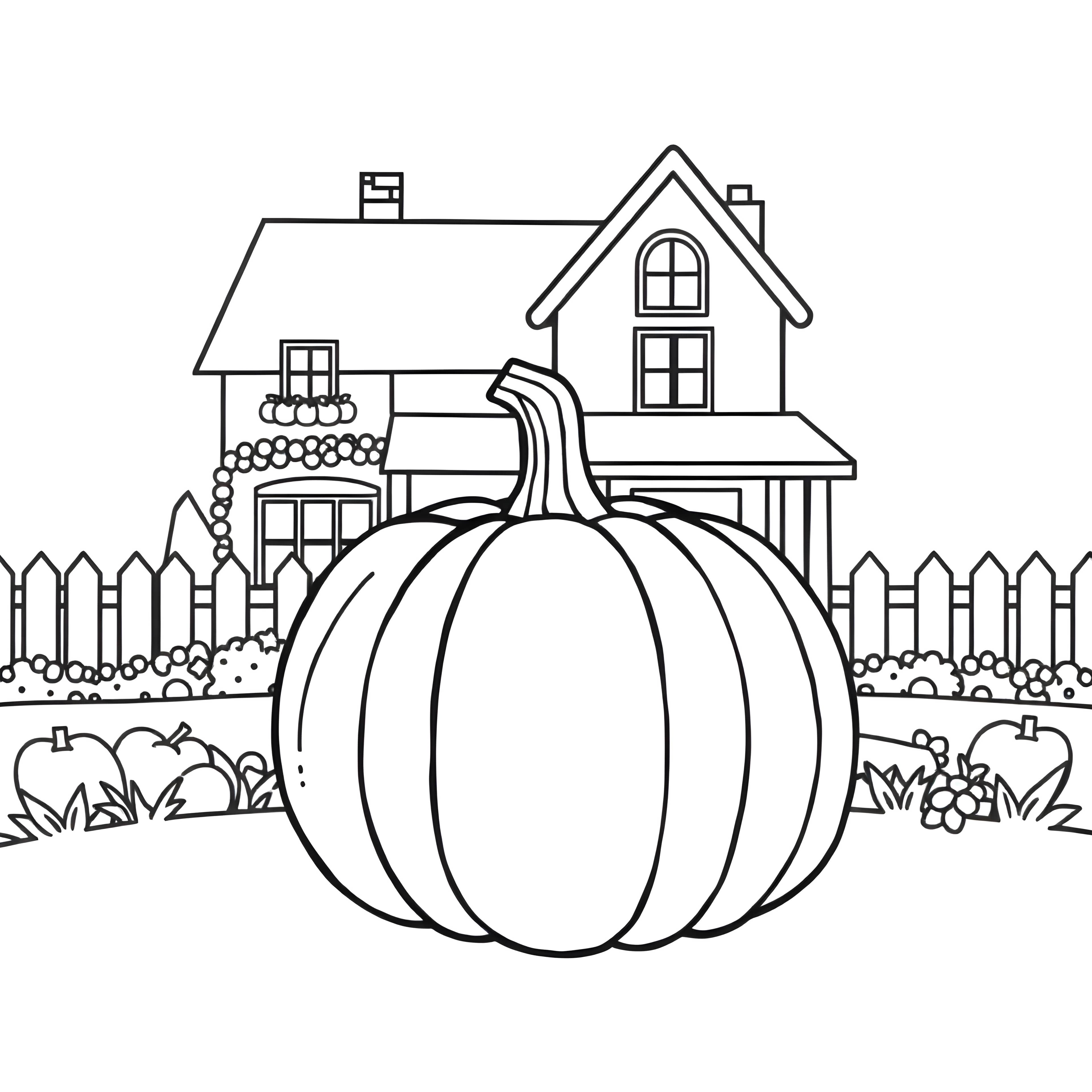 Simple Pumpkin and House Outline
