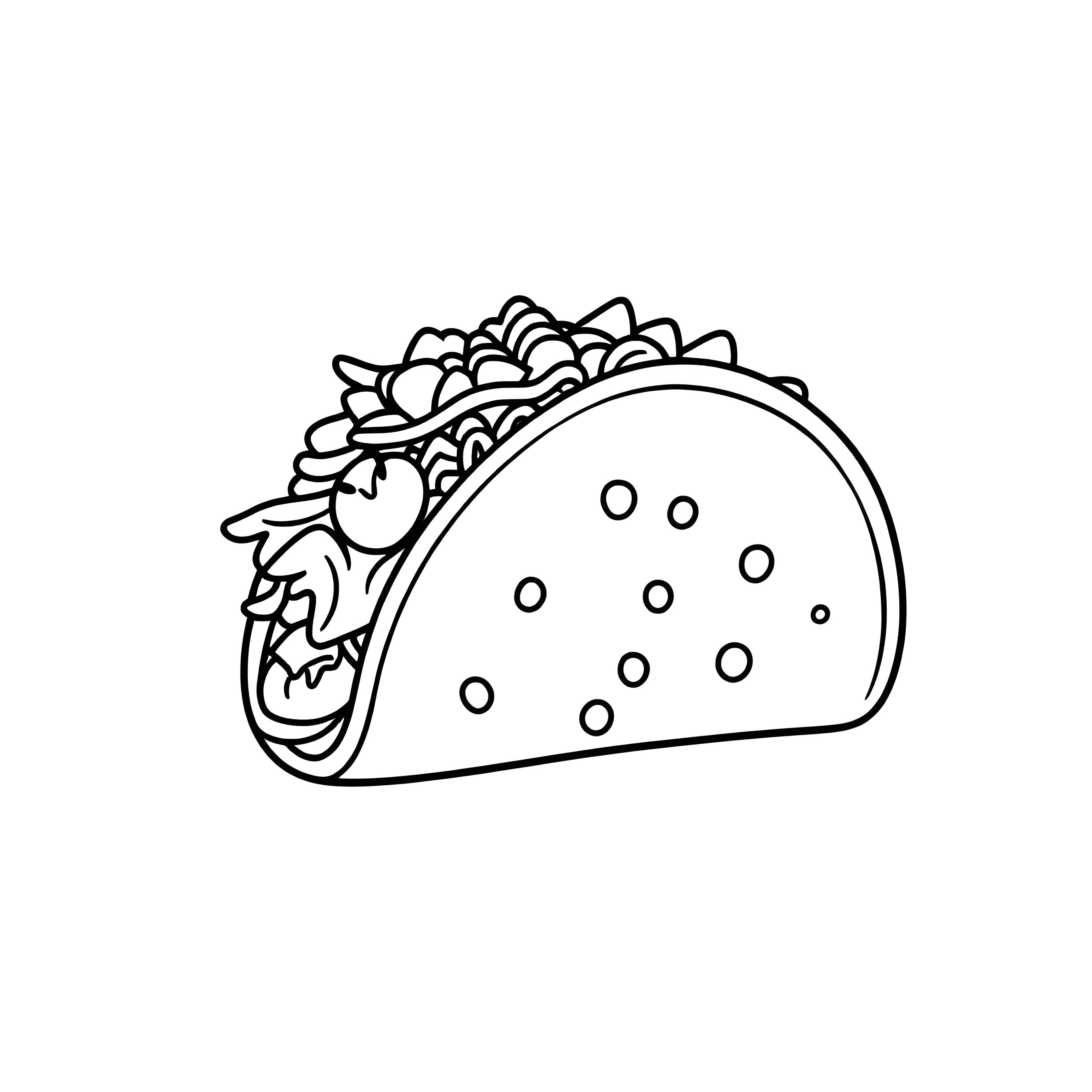 Simple Smiling Taco Coloring Page