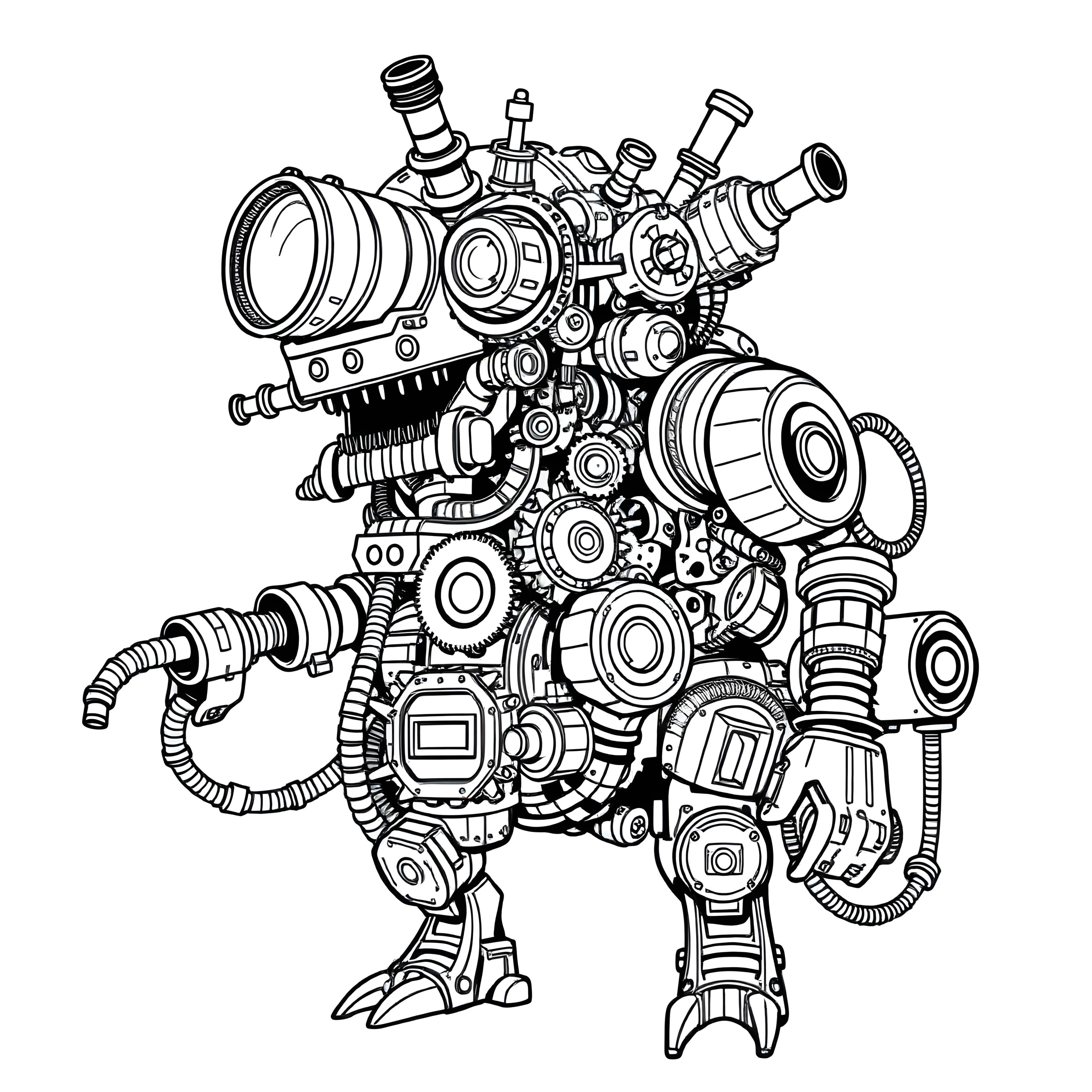 Steampunk Robot Monster with Gears