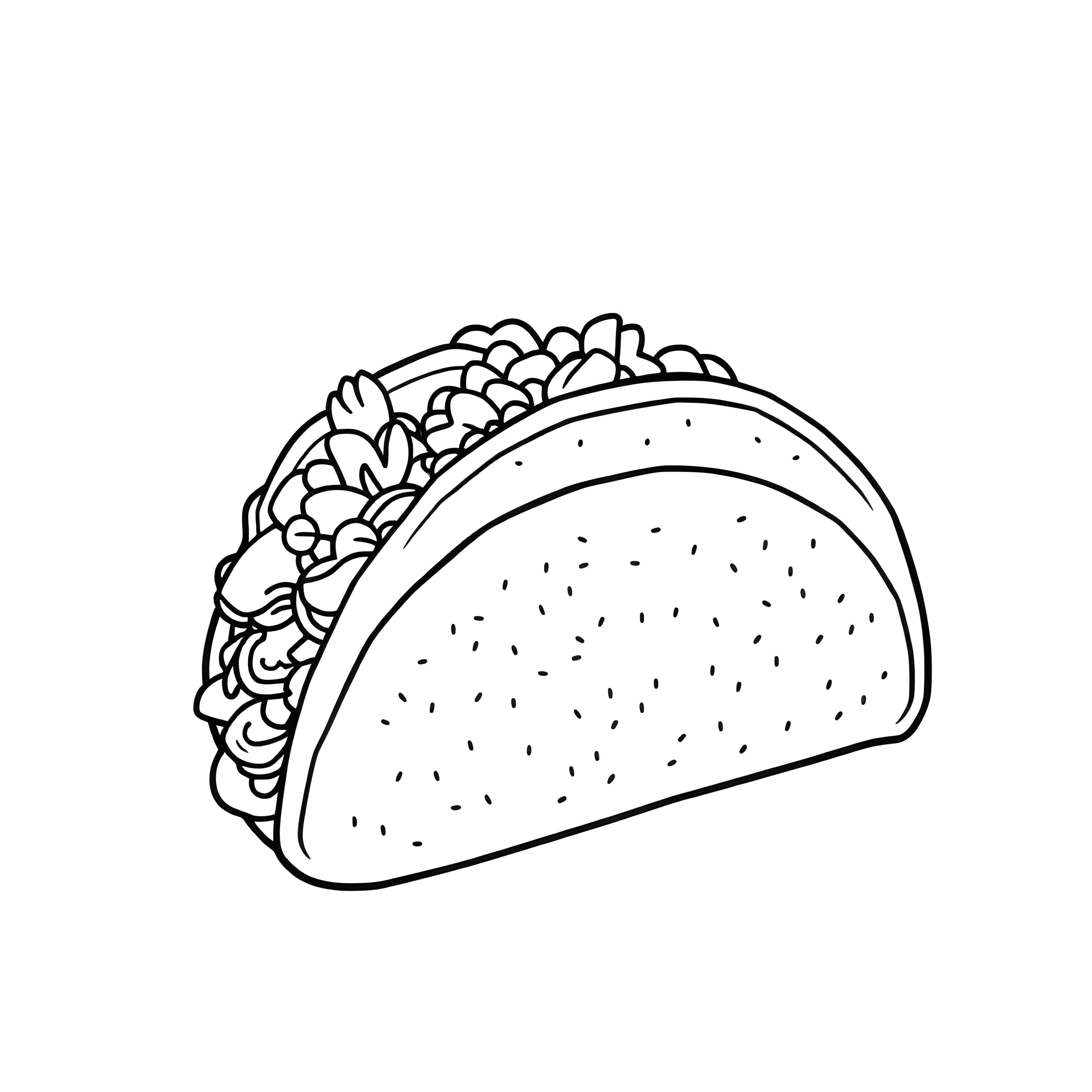 Taco Fiesta Simple Coloring Page