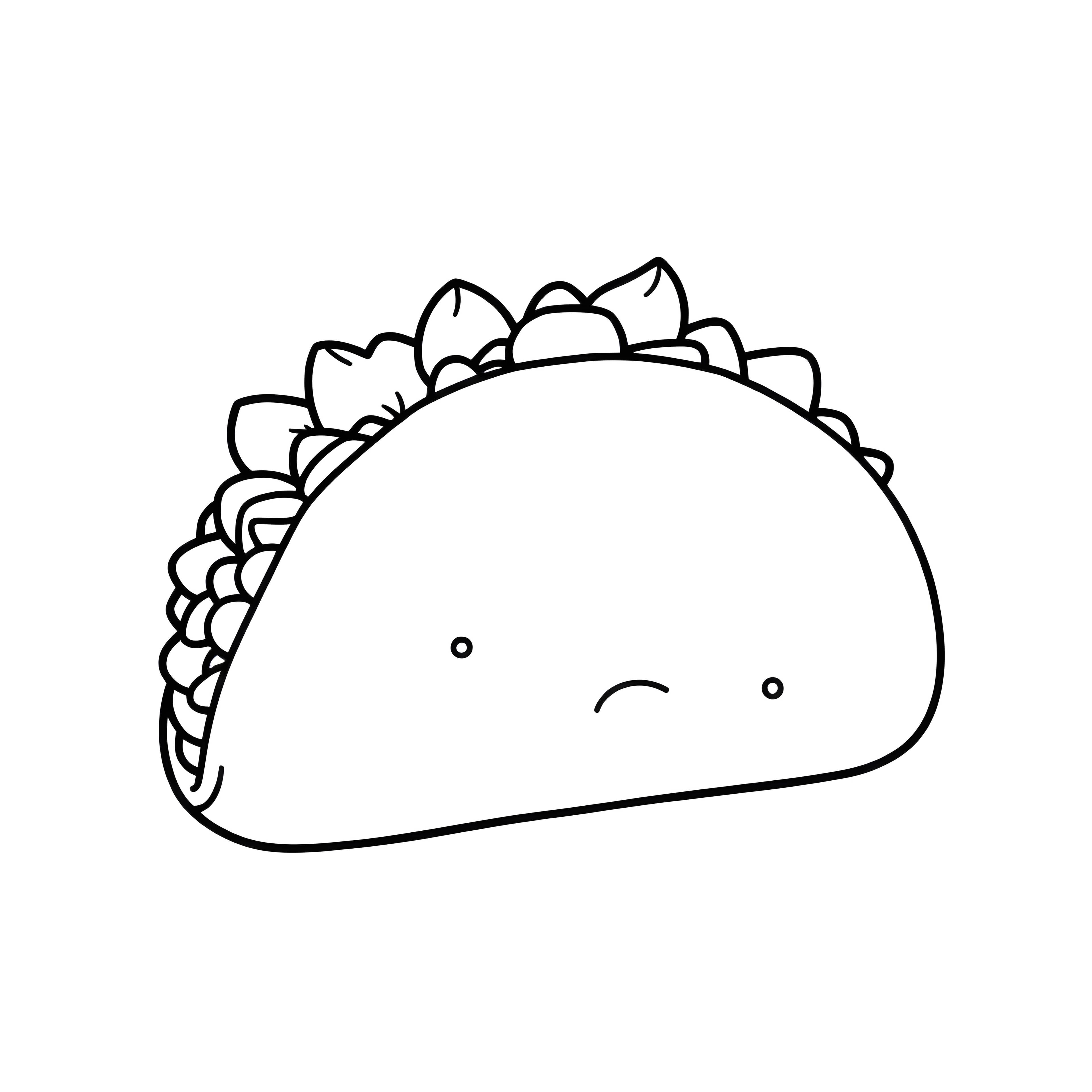 Taco with Lots of Fillings Line Art