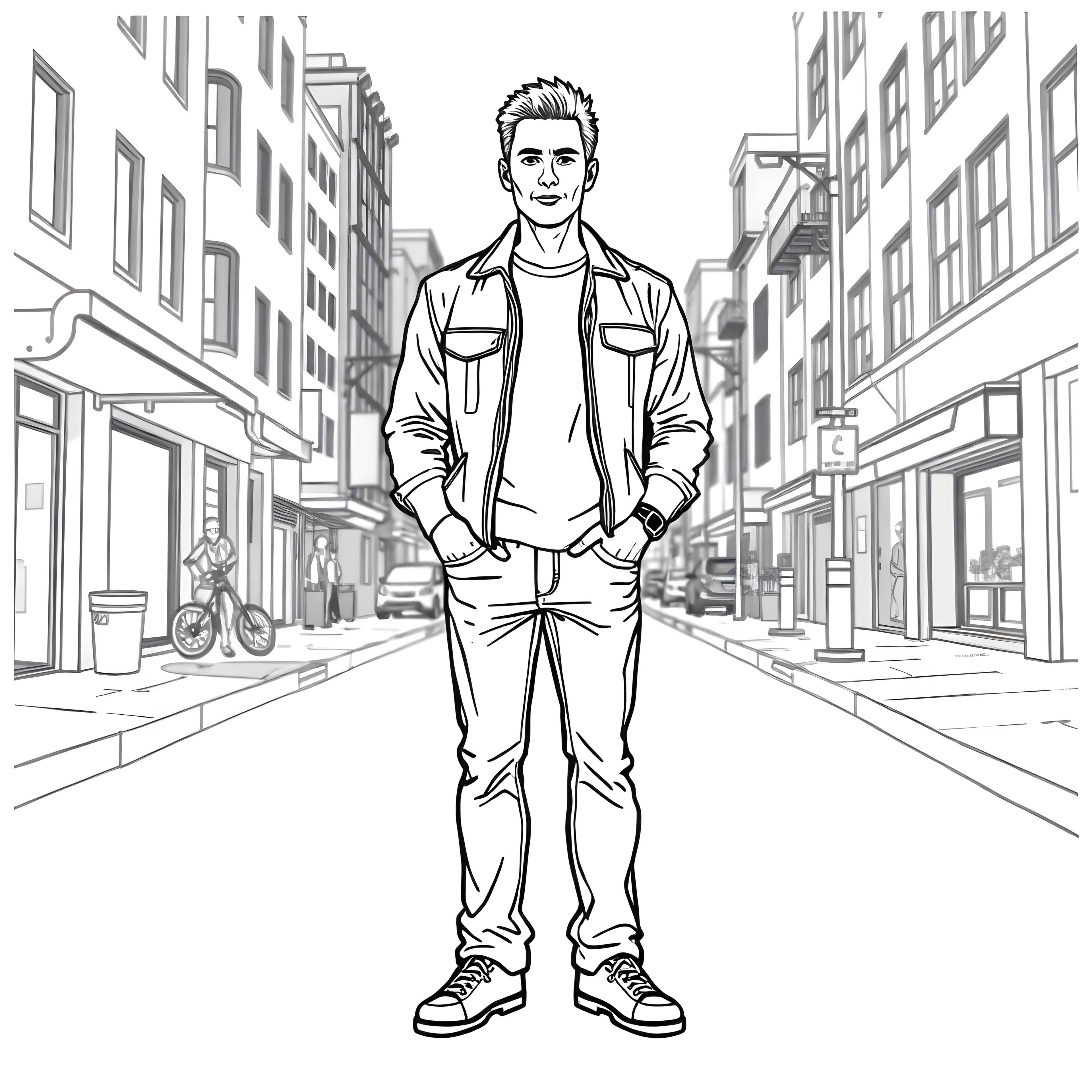 Urban Explorer: Realistic Man in Cityscape