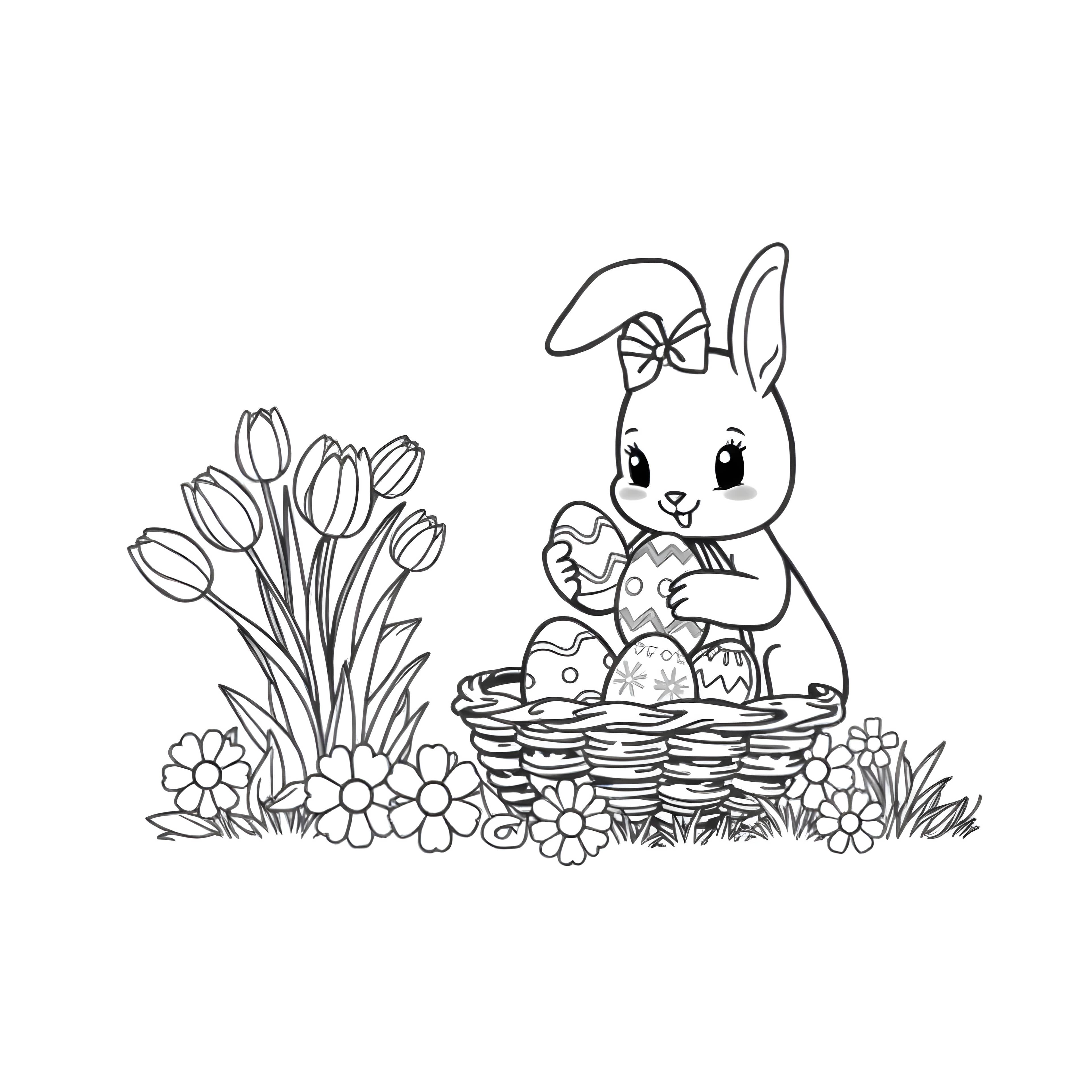 Whimsical Bunny and Blooms